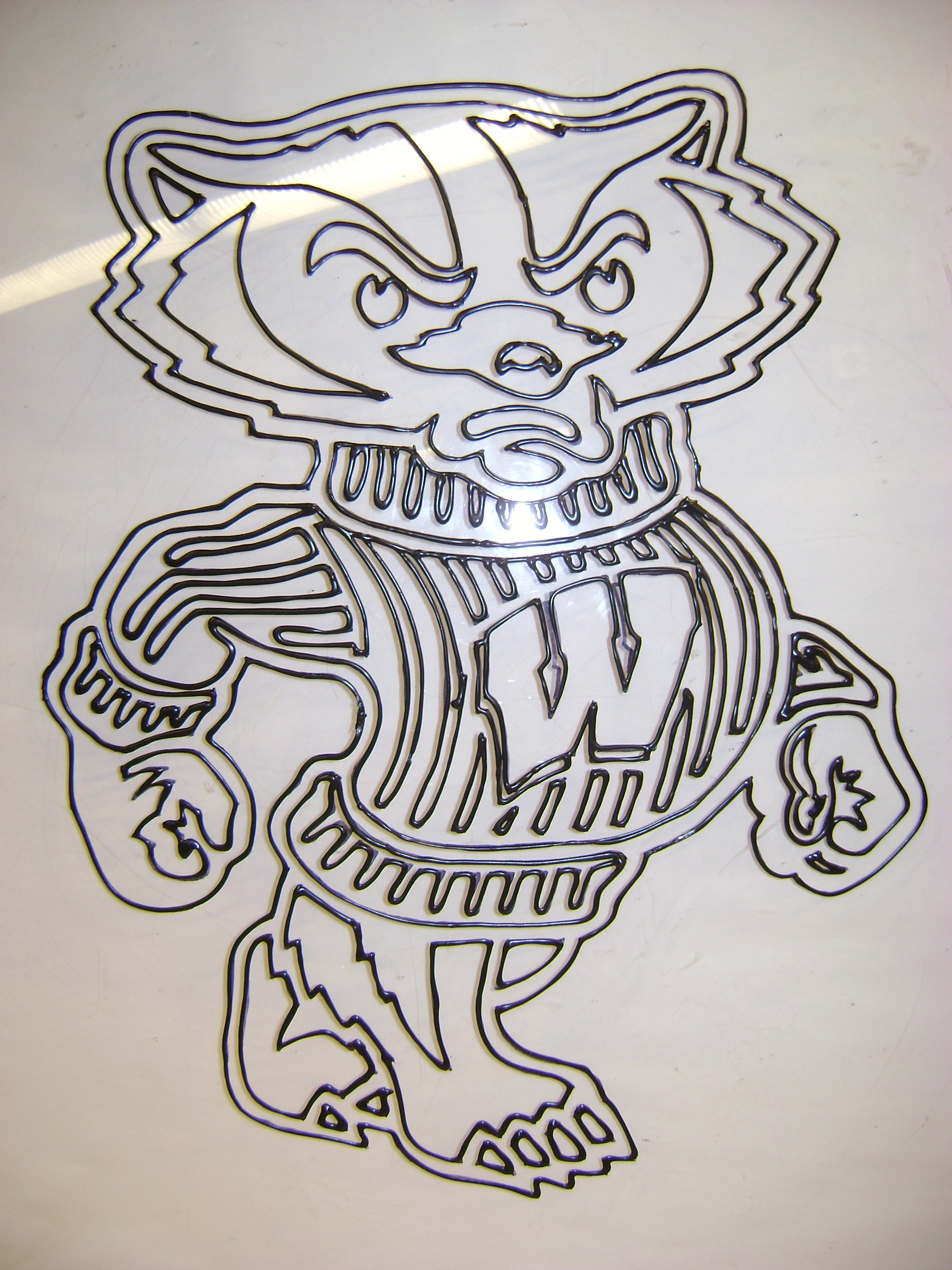 Image of Bucky Badger stained glass panel