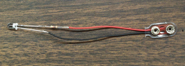 Close-up of assembled LED circuit